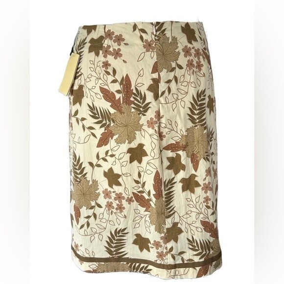 Fibers by Barbara Lesser Skirt Leaf Pattern Drawstring Adjustable Waste Size 8 - Picture 3 of 6